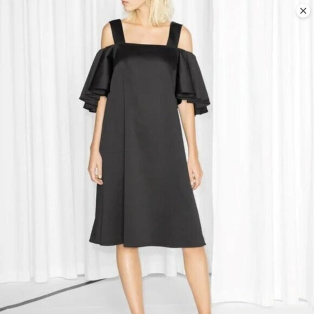 & Other Stories Black Dress Cocktail Holiday Party Event Dress 8 NWT A-Line